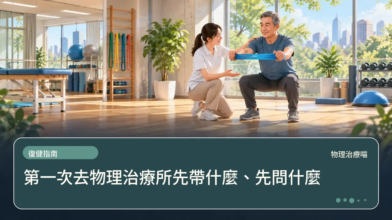 第一次去物理治療所先帶什麼、先問什麼主題插畫