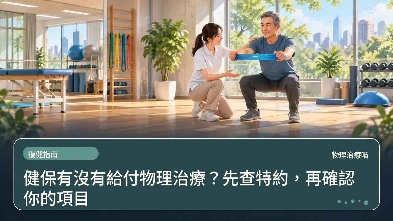 健保有沒有給付物理治療?先查特約,再確認你的項目主題插畫