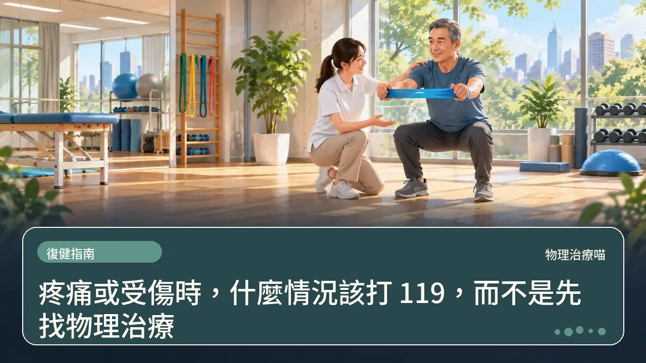 疼痛或受傷時,什麼情況該打 119,而不是先找物理治療主題插畫
