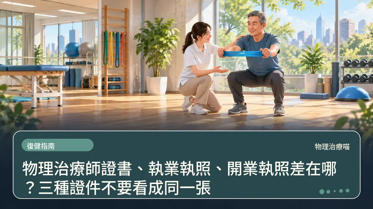 物理治療師證書、執業執照、開業執照差在哪?三種證件不要看成同一張主題插畫