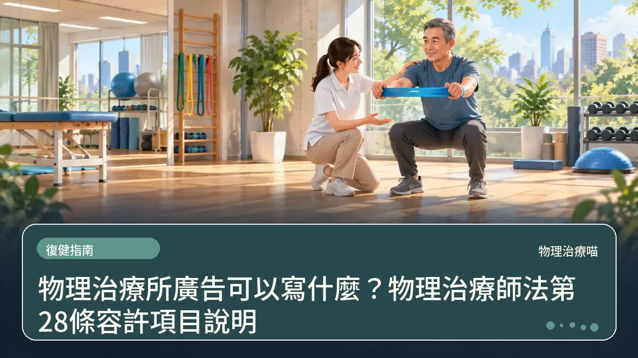 物理治療所廣告可以寫什麼？物理治療師法第28條容許項目說明主題插畫