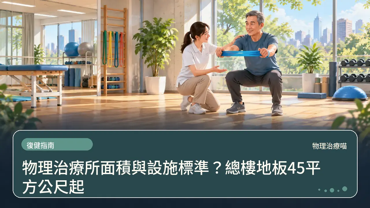 物理治療所面積與設施標準？總樓地板45平方公尺起主題插畫