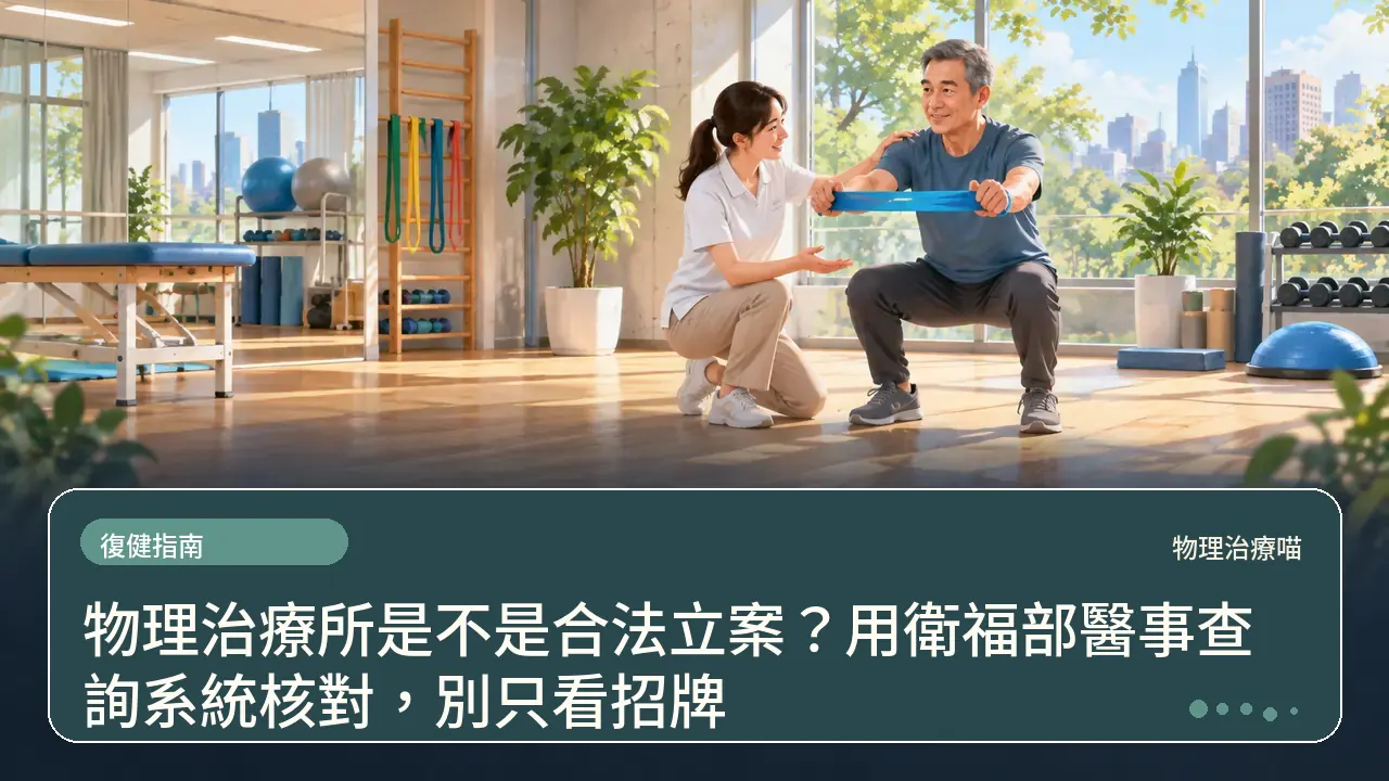 物理治療所是不是合法立案?用衛福部醫事查詢系統核對,別只看招牌主題插畫